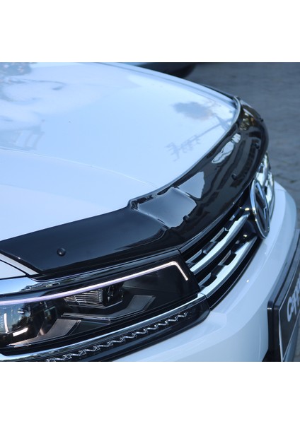 Volkswagen Tiguan Ön Kaput Koruyucu Rüzgarlık Deflektör Akrilik Abs 4mm Parlak Siyah 2016->