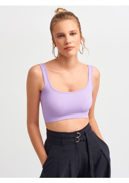 3540 Askılı Crop Top-Lila