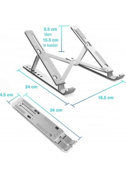 Alüminyum Notebook/laptop Tablet Standı 6 Kademeli Metal