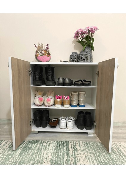 Moda Feneri Cordoba Ayakkabılık Çok Amaçlı Dolap 2 Kapaklı 3 Raflı Mutfak Hol Banyo Balkon Ofis