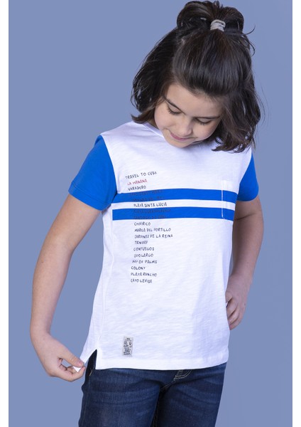 Erkek Çocuk Çizgili Baskılı T-shirt