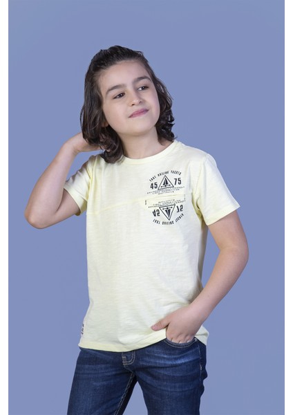 Erkek Çocuk Çizgili Cepli T-Shirt
