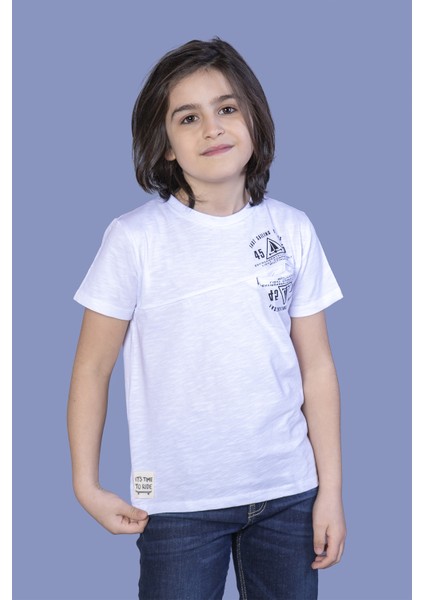 Erkek Çocuk Çizgili Cepli T-Shirt