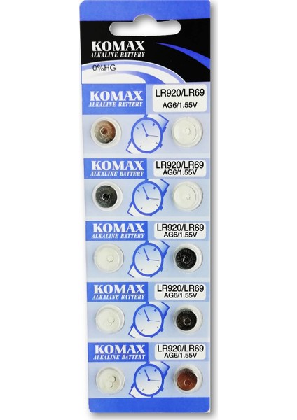 Alkalin Pil - Ag6 / LR920 Düğme Pil 1,55V - 10'lu Paket