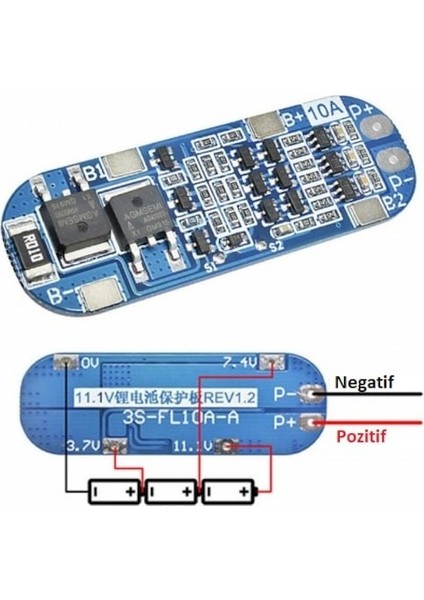 3s 10A 12V Li-Lon Bms 18650 Lityum Pil Şarj Koruma Devresi