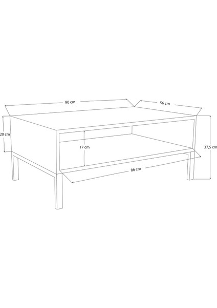 O5520 Pedro Metal Ayaklı Orta Sehpa 90CM. Atlantik Çam