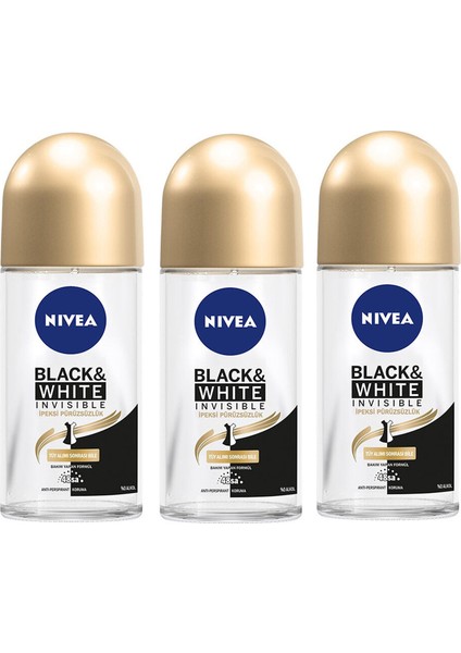 Black White Ipeksi Pürüzsüzlük Kadın Roll-On 50 ml 3 Adet