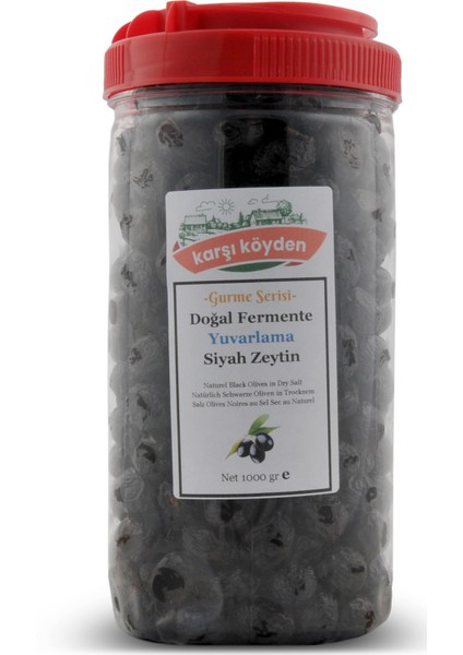 grurme Serisi Doğal Fermente Yuvarlama Siyah Zeytin (1000 gr - Pet Kavanoz)