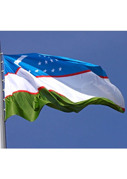 Özbekistan Gönder Bayrağı Raşel Kumaş 70 x 105 cm