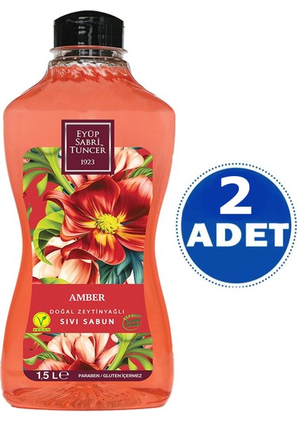 Amber Doğal Zeytinyağlı Sıvı Sabun 1.5 Lt 2 Adet