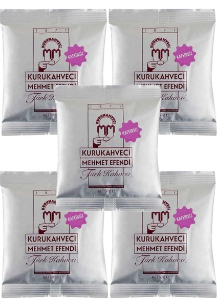 Kurukahveci Mehmet Efendi Türk Kahve Kafeinsiz 50 gr 5'li