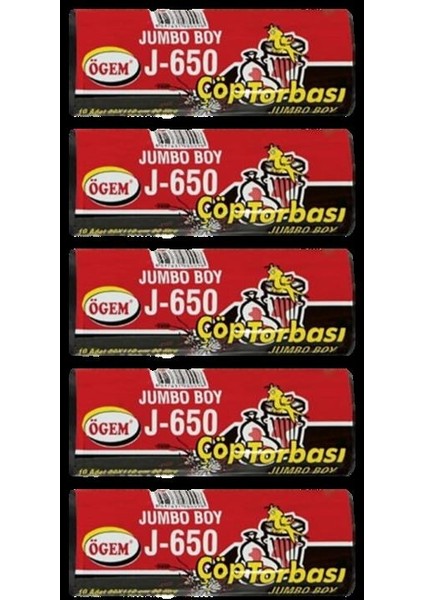 Jumbo Boy J-650 Çöp Torbası 10'lu 80X110 90 Lt. 5 Paket