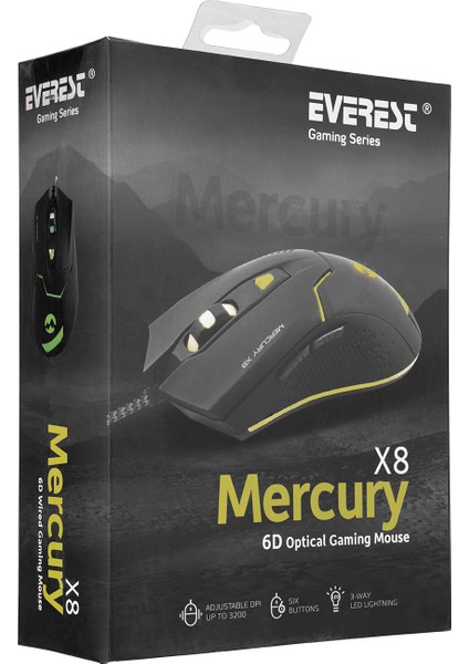 Mercury X8 Usb Siyah 6D Optik Oyun Mouse