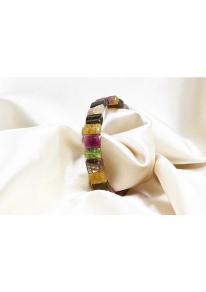Ilgın Doğal Taş Karpuz Turmalin Bileklik - Çok Renkli Doğal Taş Bileklik 23,6 gr fiyatları