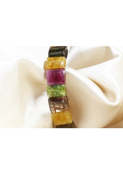 Ilgın Doğal Taş Karpuz Turmalin Bileklik - Çok Renkli Doğal Taş Bileklik 23,6 gr modelleri