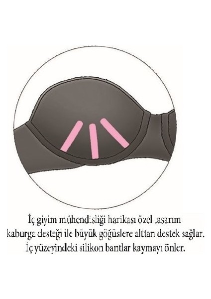4063 Kaburga Destekli Ince Süngerli Toparlayıcı Askısız Sütyen - Siyah