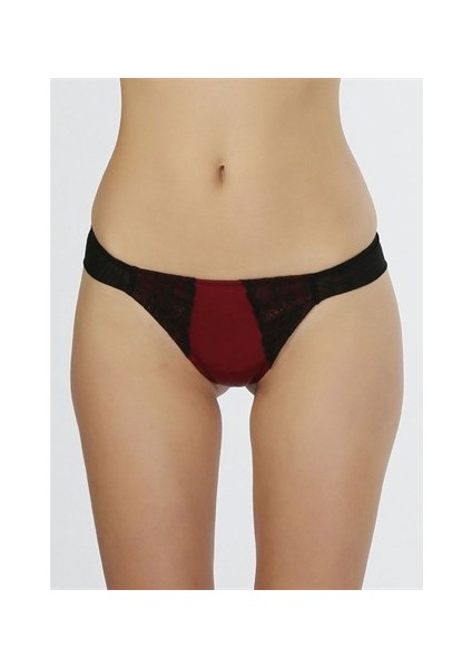 399 Saten Kumaşlı Brazil Külot - Siyah-Bordo