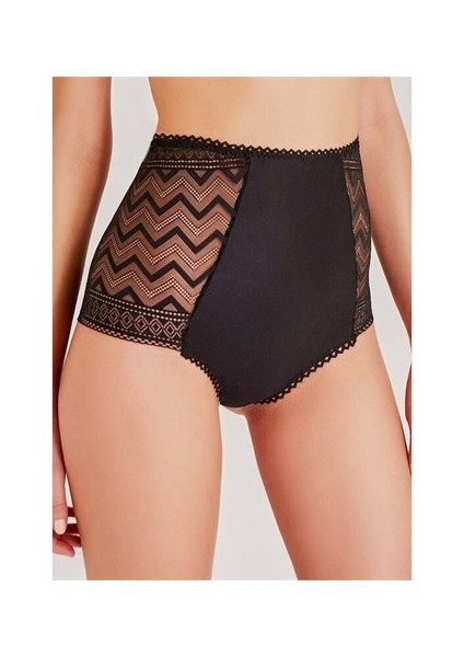 948 Zigzag Dantelli Yüksek Bel Külot - Siyah fiyatları