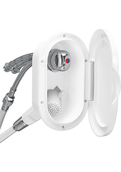 Case W/wh.shower, Mixer Tap, 3m Hose, W/lid, White