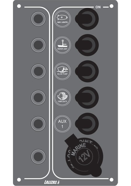 Kontrol Paneli, 5 Sugeçirmez Anahtar ve Ot. Sigorta, 12V