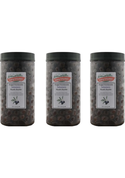 Doğal Fermente Salamura Siyah Zeytin (3 Adet x 1000 gr )
