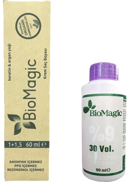 Biomagic Organik Keratin ve Argan Saç Boyası 60 Ml.+Oksidan