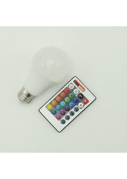 Uzaktan Kumandalı Rgb LED Ampul 9 Watt E27 Tasarruflu 16 Ton Işık