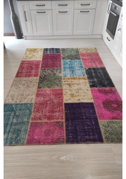 Patchwork Fuşya Multi El Halısı