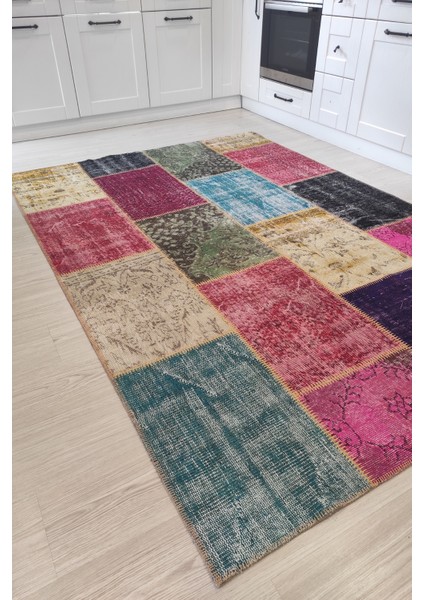 Patchwork Fuşya Multi El Halısı