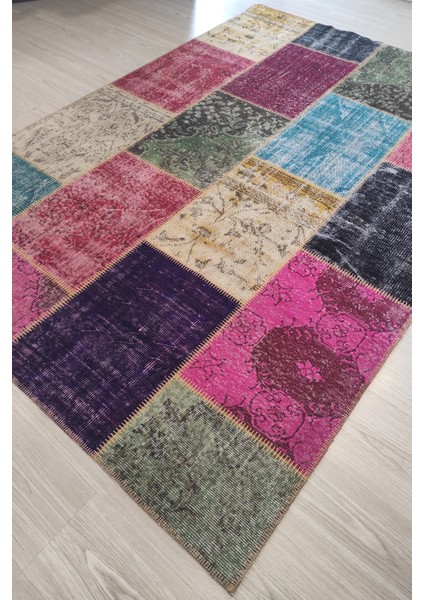 Patchwork Fuşya Multi El Halısı