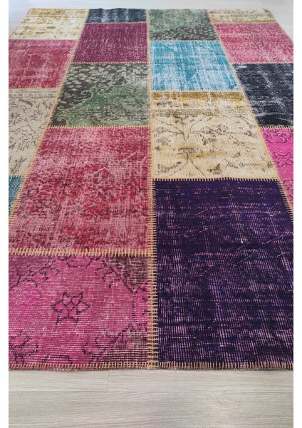 Patchwork Fuşya Multi El Halısı