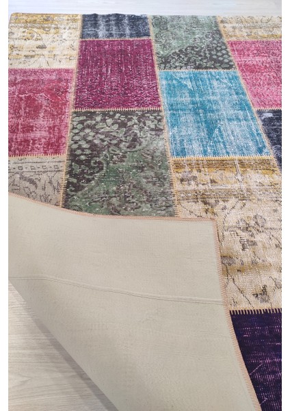 Patchwork Fuşya Multi El Halısı