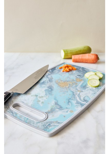 Mermer Görünümlü Oval Kesme Tahtası (4)