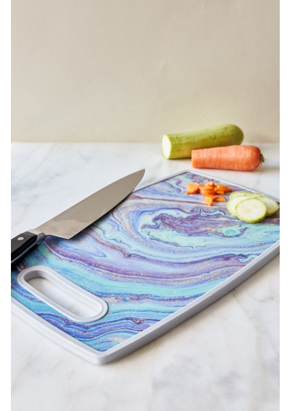 Mermer Görünümlü Oval Kesme Tahtası (1)