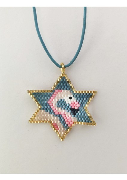 Sanat Harmanı- Miyuki Japon Boncuğu, Flamingo Motifli Yıldız Kolye. fiyatları