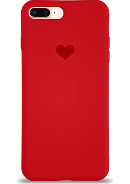 Apple iPhone 6s Plus Kılıf Kalp Logolu Altı Kapalı Içi Kadife Lansman Kılıf Arka Kapak - Kırmızı