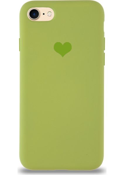 Apple iPhone Se Kılıf Kalp Logolu Altı Kapalı Içi Kadife Lansman Kılıf Arka Kapak - Yeşil