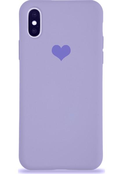 Apple iPhone x Kılıf Kalp Logolu Altı Kapalı Içi Kadife Lansman Kılıf Arka Kapak - Lila
