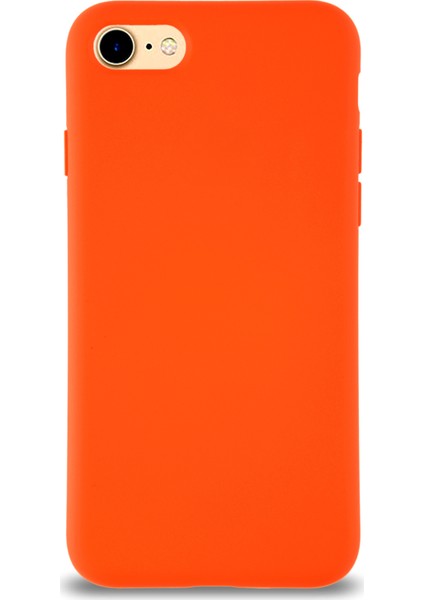 Apple iPhone Se Kılıf Altı Kapalı Içi Kadife Lansman Silikon Arka Kapak - Turuncu