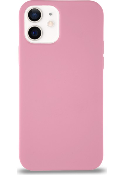 Apple iPhone 12 Kılıf Altı Kapalı Içi Kadife Lansman Silikon Arka Kapak - Pembe