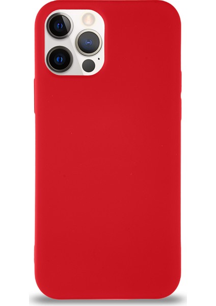 Apple iPhone 12 Pro Max Kılıf Altı Kapalı Içi Kadife Lansman Silikon Arka Kapak - Kırmızı