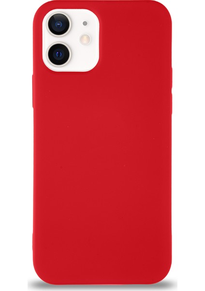 Apple iPhone 12 Mini Kılıf Altı Kapalı Içi Kadife Lansman Silikon Arka Kapak - Kırmızı