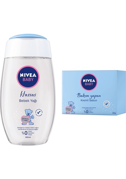 Baby Hassas Bebek Yağı 200 ml + Nivea Baby Kremli Sabun 100 gr