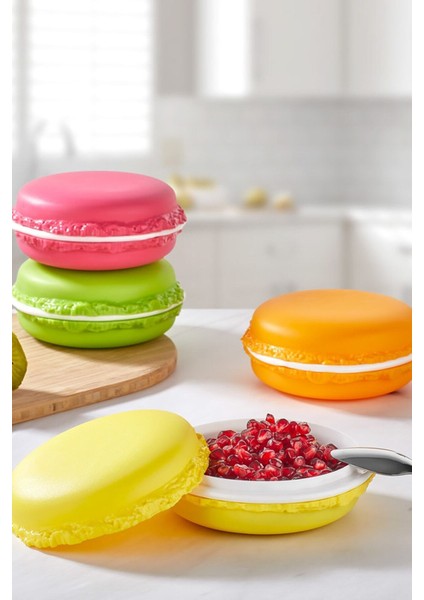 4`lü 4 Renk Kapaklı Macaron Kase Seti 400 ml - New 15077