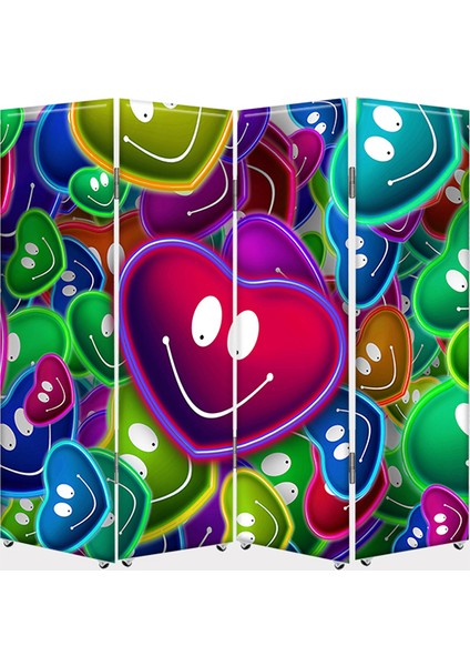 Mutlu Kalpler 4 Kanat Tekerlekli Kanvas Paravan