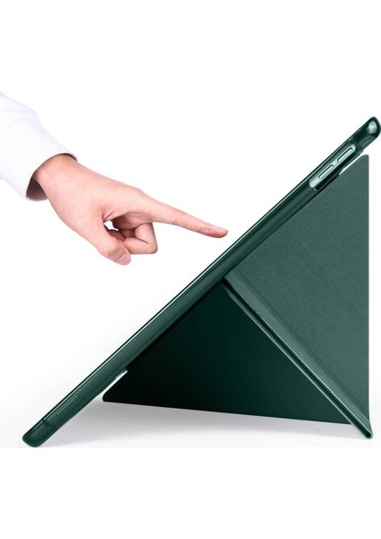 Apple iPad Uyumlu 10.2" 8. Nesil Kılıf Kalemlikli Premium Standlı Katlanabilir Kılıf Trifolding Kalem Bölmeli Yumuşak Lux Kapak fırsatları