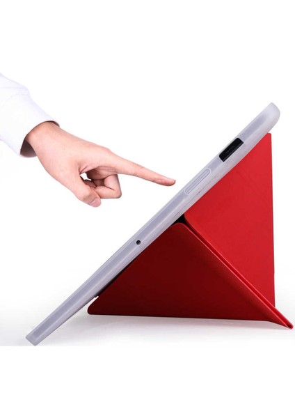 Apple iPad 9.7" 5. 6. Nesil 2017 2018 Kılıf Premium Kalemlikli Standlı Katlanabilir Kılıf Kalem Bölmeli Yumuşak Lux Kapak Tri Folding