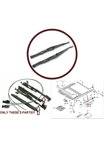 BSR595 Vw Audi Seat Için Sunroof Cam Kızak Tamir Takımı 7702258279, 7702258280 indirimleri