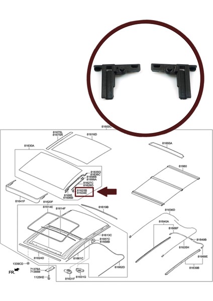 BSR596 Hyundai I30 Mk2 Gd Için Sunroof Cam Hareket Kumanda Ayağı 81633A5000 81634A5000