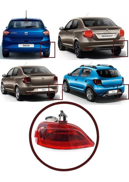 BSP989-2 Renault Symbol 3 Sandero 2 Logan 2 Sedan Için Arka Tampon Sis Farı Sağ 265605279R indirimleri